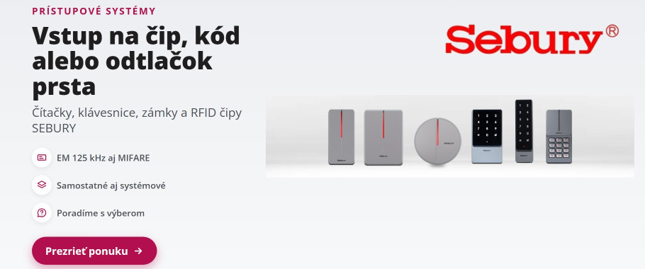 Prístupové systémy SEBURY – čítačky, klávesnice, RFID čipy