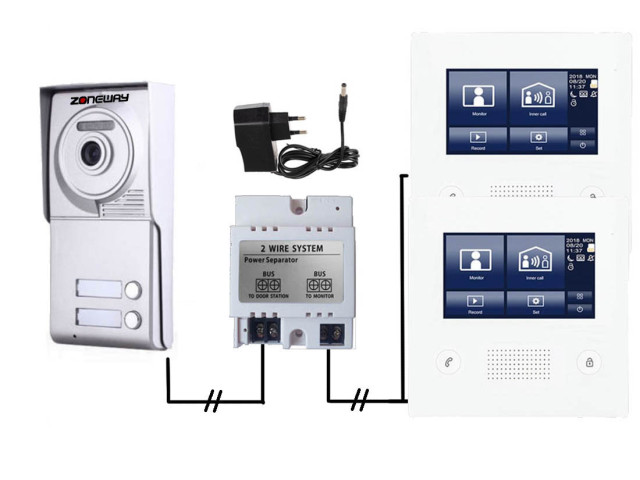 Set videozvonku ZONEWAY ZW-432M + ZW-702-2