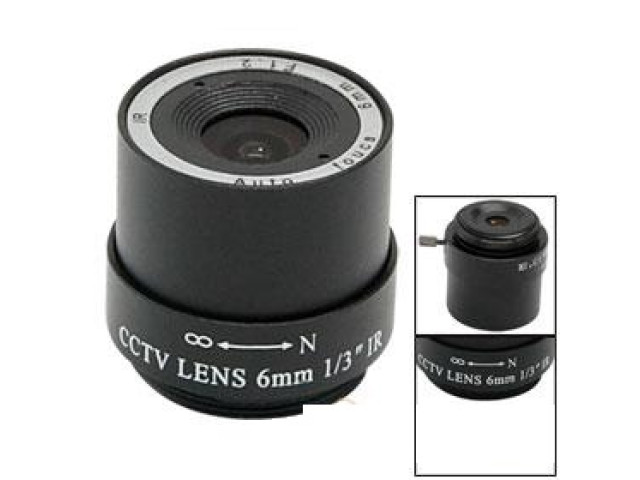 Šošovka 6 mm 1/3" F1,2 pre kamery s CS závitom, vymeniteľná šošovka, AKCIA