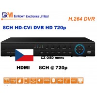 8CH HD-CVI rekordér DVR EN-8108, 720p, české menu