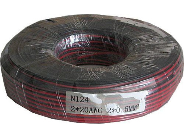 Dvoulinka 2x0,5mm2 20AWG červeno-černá, balení 100m