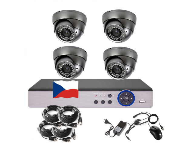 4CH 5MPx STARVIS AHD kamerový set CCTV EONBOOM VR4D - DVR s LAN a 4x vonkajšia dome kamera