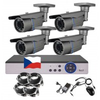 4CH 5MPx AHD kamerový set CCTV EONBOOM VR4B  - DVR s LAN a 4x venkovní bullet kamera