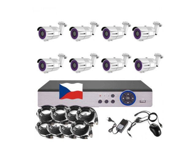 8CH STARVIS kamerový set CCTV EONBOOM VR8B s DVR s LAN a 8x vari bullet kamerou