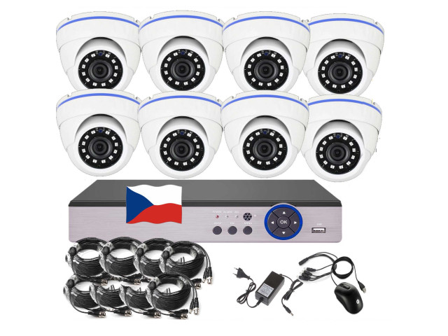 8CH 5MPx AHD kamerový set CCTV EONBOOM 8D - DVR s LAN a 8x vonkajšia dome kamera