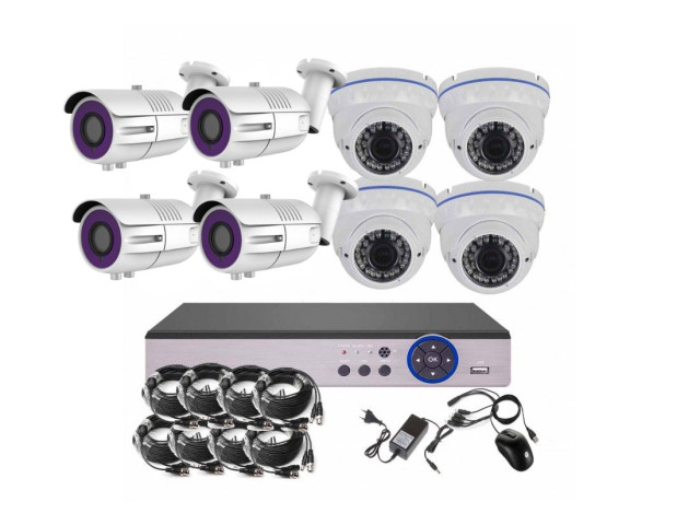 8CH 5MPx STARVIS kamerový set CCTV EONBOOM VR4 + 4W - DVR s LAN a 4 + 4 vonkajšie vari bullet / dome kamery