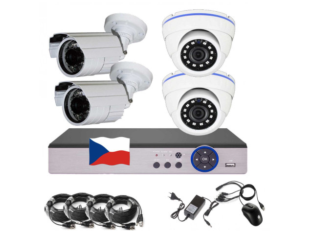 4CH 5MPx AHD kamerový set EONBOOM 2 + 2bd CCTV - DVR s LAN a 4x vonkajšie bullet / dome kamera