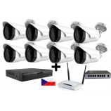 5MPx H265 kamerový IP POE set ZONEWAY - 8x NC965, vari, IR60m + NVR 2104 + router + POE switch 8 + 1