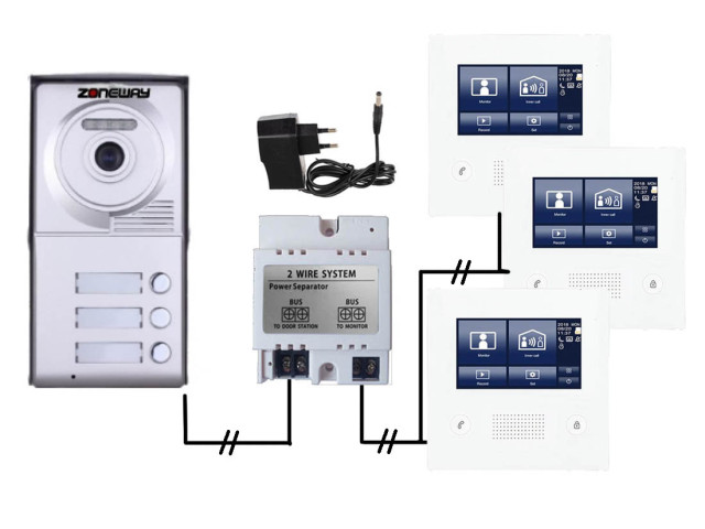 Set videozvonku ZONEWAY ZW-432M + ZW-702-3