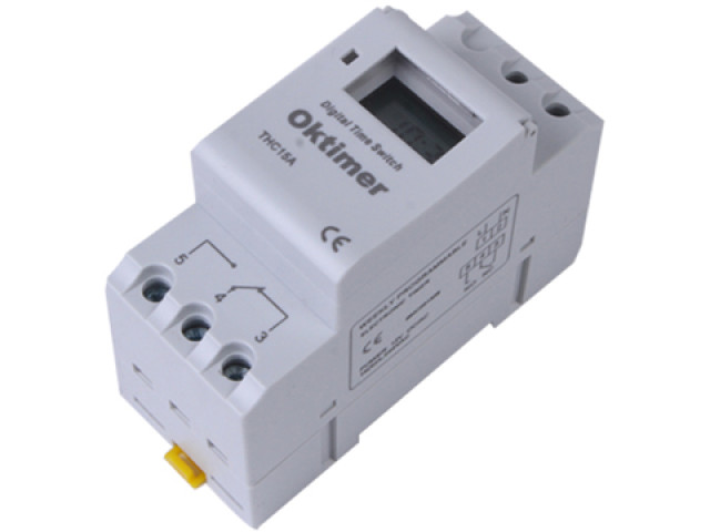 Programovateľný týždenný časovač THC15A, 16 programov, DIN, 230 V AC