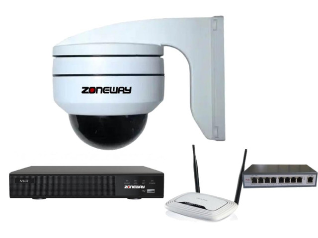 5MPx PTZ kamerový IP POE set ZONEWAY - 1x MINI PTZ NVR 3016, router, POE switch 4 + 1 | ZONEWAY MPTZ1-3016