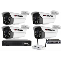 5MPx ZOOM COLORVU kamerový IP POE set - 4x NC965+, POE switch 4 + 1, NVR | ZONEWAY 4-NC965+3016