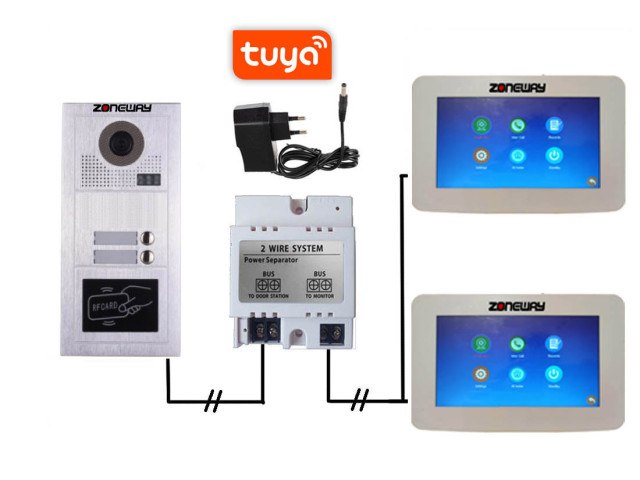 2-vodičový TUYA videovrátnik pre 2 byty s RFID | ZW-777 + ZW-619-2D