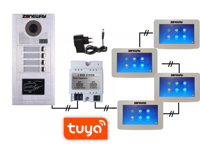 Set WIFI P2P TUYA videozvonku | ZONEWAY ZW-777 + ZW-619-4D