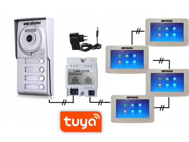 Set WIFI P2P TUYA videozvonku | ZONEWAY ZW-777 + ZW-702-4