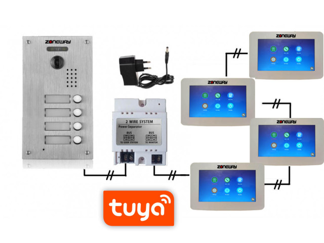 Set WIFI P2P TUYA videozvonku | ZONEWAY ZW-777 + ZW-738-4