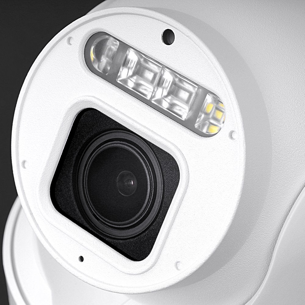 Vonkajšia mini PTZ IP kamera HICO X4D-M6S – detail objektívu a LED prisvietenia pod ním