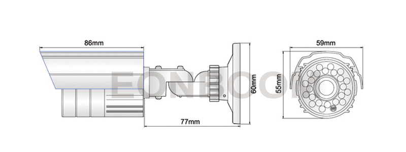 Rozmery bullet kamery MHD-CR20A-500K